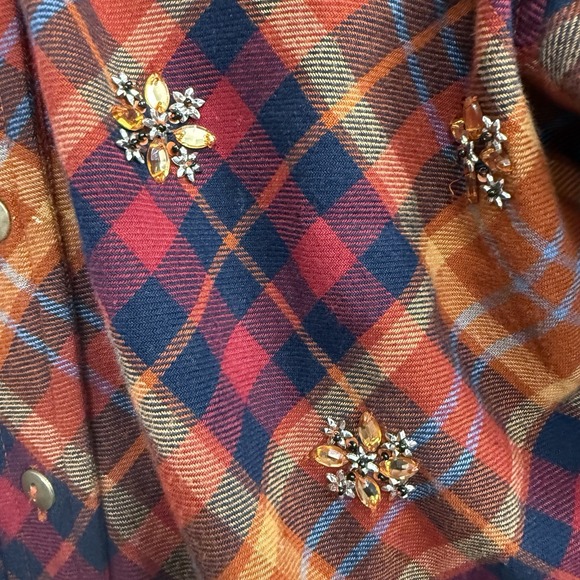 Soft Surroundings Rhinestone Embroidered Fall Orange Button Up Tunic Size Small - Picture 12 of 13